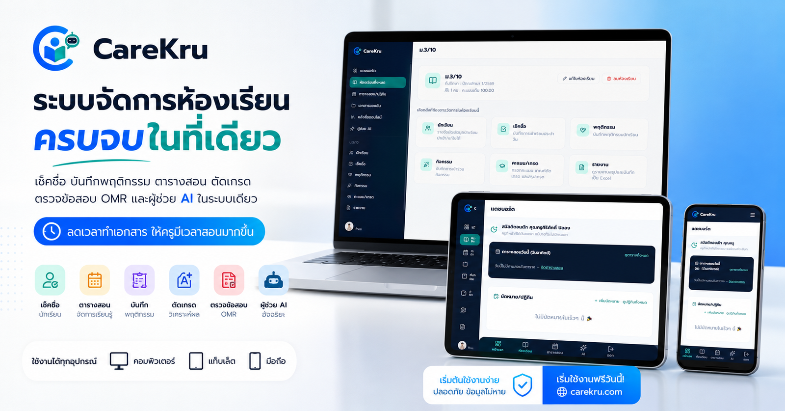 carekru.com ระบบจัดการห้องเรียน ครบจบในที่เดียว กับแคร์ครู